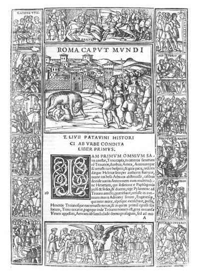 Livys History of Rome, fol. 1 Roma Caput Mundi, edition published in Venice, 1520 by Italian School