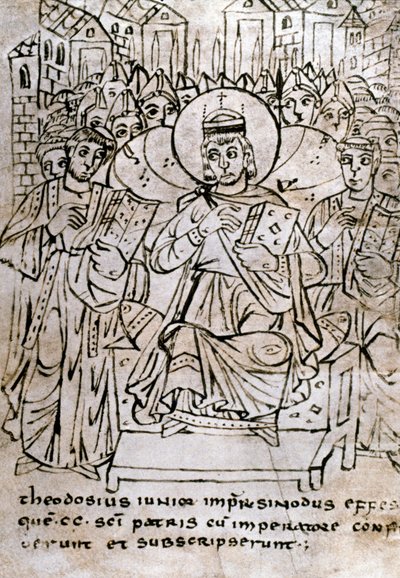 Emperor Theodosius II at the Council of Ephesus condemning Nestorianism by Italian School
