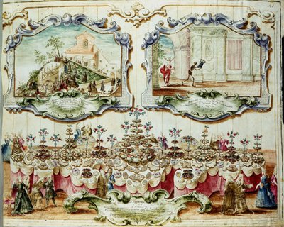 Lunch given in honor of the Bologna nobility for the feast of Saint Bartholomew. 1723. Archivio di Stato di Bologna. by Italian School