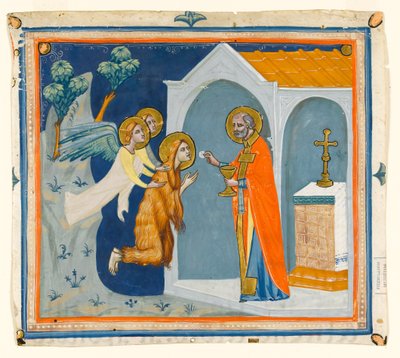 St. Mary Magdalene in the Wilderness Around Aix, Being Carried by Angels to St. Maximin, Who Administers Her Last Communion, c.1330 by Italian School