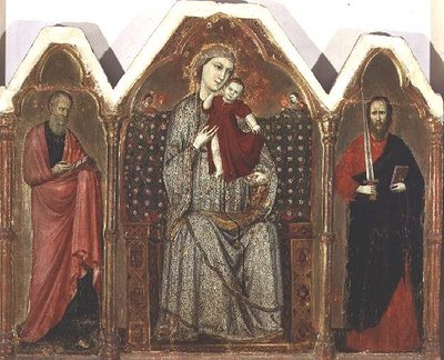Madonna and Child Enthroned, with SS. John the Evangelist and Paul, Riminese School by Italian School