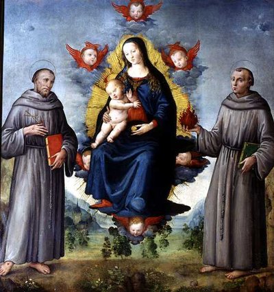 Madonna and Child, flanked by SS Francis of Assisi and Anthony of Padova by Italian School