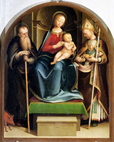 Madonna and Child with St. Anthony Abbot and St. Nicholas of Bari by Italian School