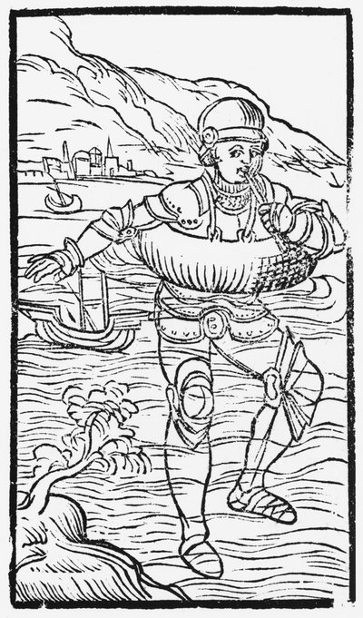 Man with a Life Ring (illustration from Historia de Gentibus Septentrionalibus by Olaus Magnus, published in Rome, 1555) by Italian School