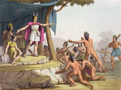 Manco Capac and Queen Mama Ocllo gather the savages, c.1820 by Italian School
