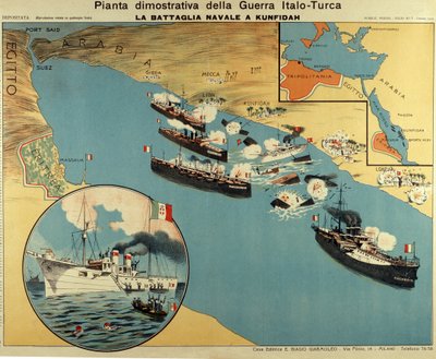 Map of the Battle of Kunfuda Bay by Italian School