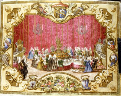 Meal given in honor of the gonfalonier Zambeccari for the commitment of the judiciary. 1720. Bologna, Archivio di stato by Italian School