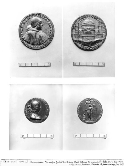 Medals depicting Pope Julius II with St. Peters by Caradosso and Isabella d
