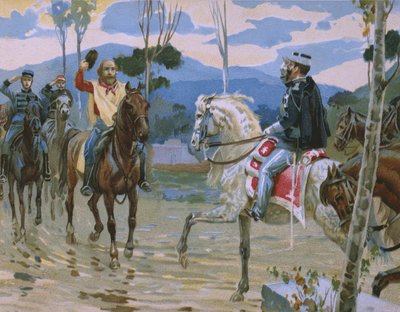 Meeting between Giuseppe Garibaldi and King Victor Emmanuel II on the 26th October 1860 at Teano by Italian School