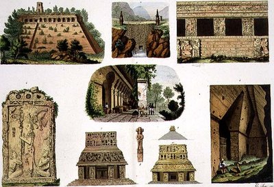 Mexican Antiquities, architectural details, plate 48A from 