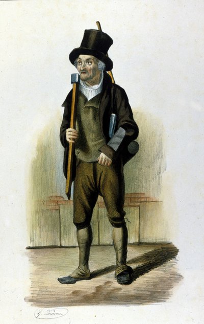 Milanese Metier: a wood cutter holding an axe in his hand by Italian School