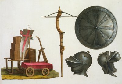 Milanese chariot, crossbow and armour, plate 17 from Le Costume Ancien et Moderne, by Jules Ferrario by Italian School