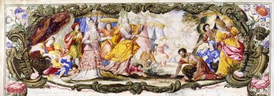 Moses, Aaron and the children of Israel in the wilderness gathering Manna by Italian School