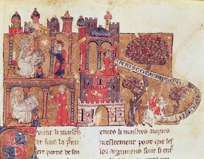 Aristotle instructs Alexander the Great in morals and in the disdain of women, from Le Livre du Tresor by Brunetto Latini by Italian School