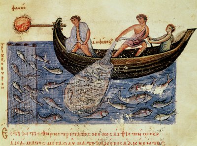 Fishing with a Net, illustration from the Halieutica by Oppian by Italian School