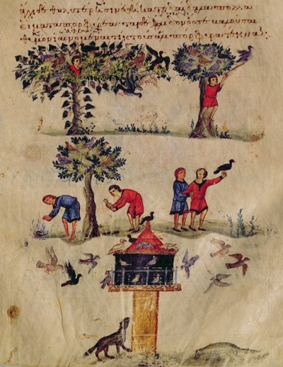 Hunting for Birds, Illustration Probably from the Ixeutika by Oppian by Italian School