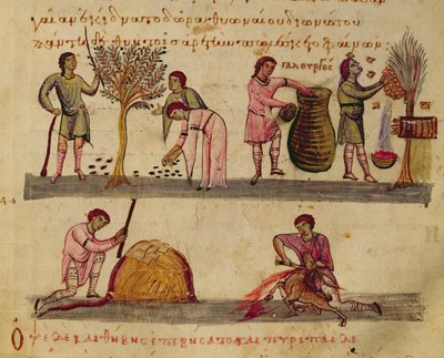Working in the Fields, Illustration from the Cynegetica by Oppian by Italian School