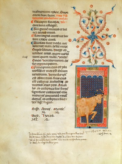 Illuminated calendar page for April by Italian School