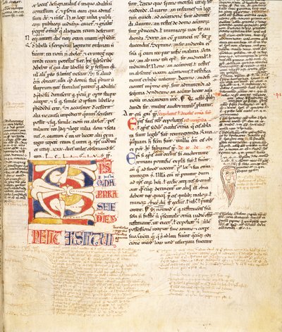 Ms. McClean 135, f.96r: Plant-Form Historiated Initial C from Gratians Decretum (detail) by Italian School