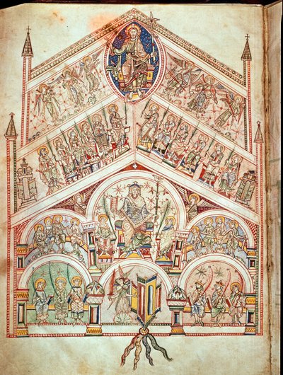 The Celestial City with Christ enthroned, illustration to edition of the original text written by St. Augustine of Hippo (354-430) in 413-426, from the De Civitate Dei by Italian School