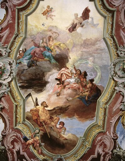 Mythological Scene with Jupiter, Juno, the Muses and Father Time by Italian School