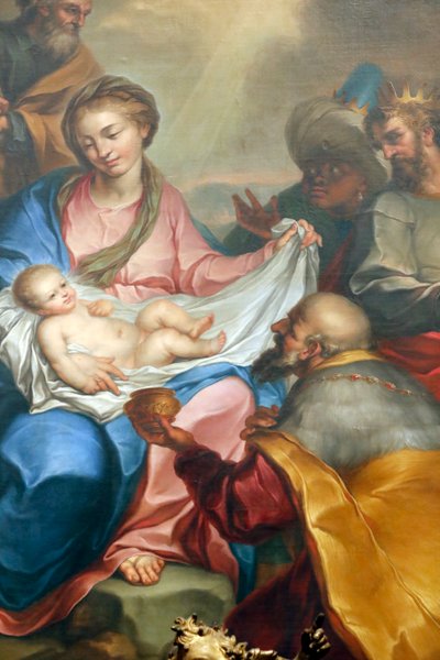 Nativity Scene, Adoration of the Magi, Fresco, Santa Maria delle Vigne Basilica, Genoa, Italy by Italian School