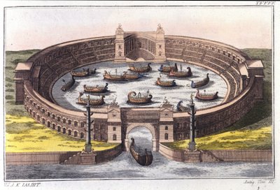 Naumachia, naval combat in an amphitheatre of Rome by Italian School