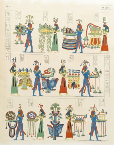 Nile gods and personifications of nomes and cities carrying food offerings by Italian School