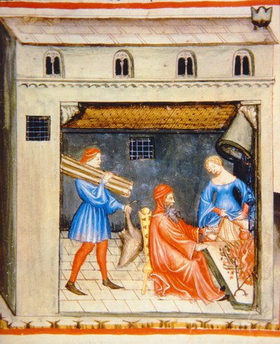 Winter: In front of the fire, from Tacuinum Sanitatis by Italian School