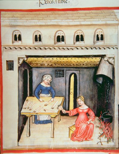 Preparing animal feet and hooves, from Tacuinum Sanitatis by Italian School