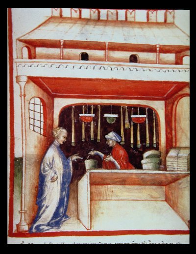 Sale of musk, from Tacuinum Sanitatis by Italian School