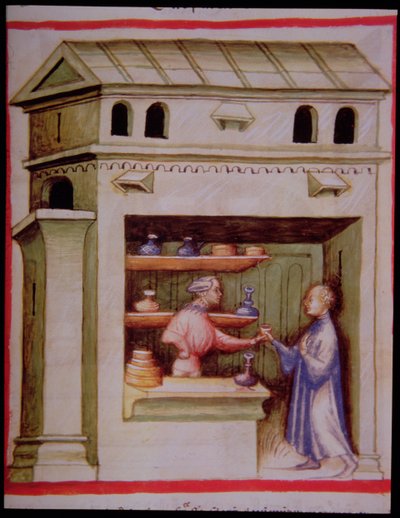 Vinegar syrup, from Tacuinum Sanitatis by Italian School