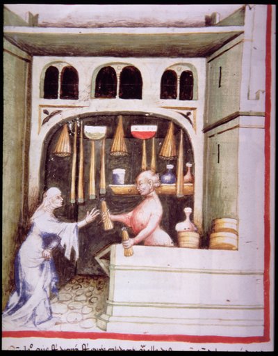 The Candle Shop, from Tacuinum Sanitatis by Italian School