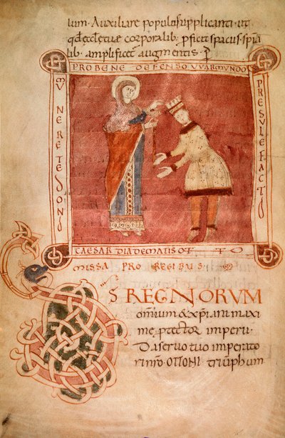 Otto I crowned by the Virgin Mary, from the Sacramentary of Bishop Warmondo by Italian School