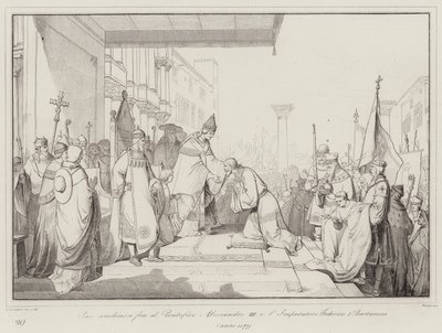 Peace concluded between Pope Alexander III and Emperor Frederick I Barbarossa by Italian School