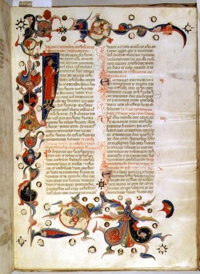Page of text describing the Surrender of the Ducal Council Members by Italian School