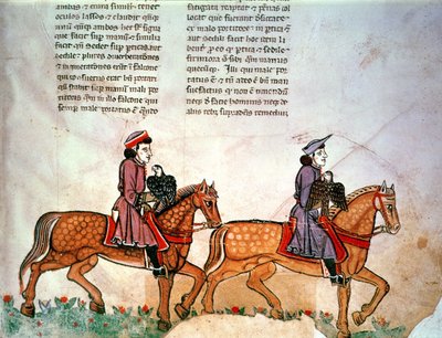 Frederick II: Two horsemen with falcons by Italian School