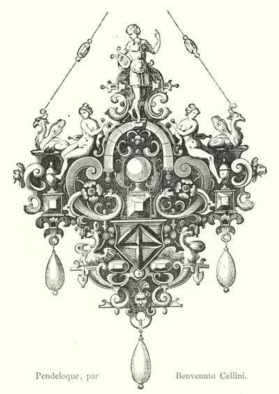 Pendant, by Benvenuto Cellini (engraving) by Italian School