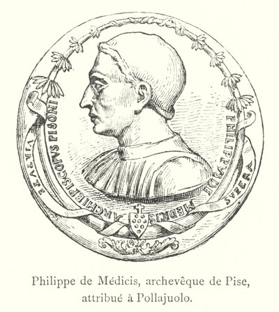 Philip of Medici, Archbishop of Pisa, attributed to Pollajuolo (engraving) by Italian School