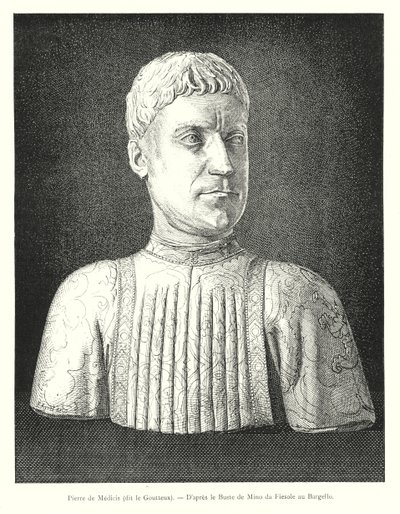 Pierre de Medicis, called the Goutteux, After the Bust by Mino da Fiesole at the Bargello (engraving) by Italian School