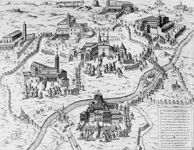 Pilgrims Visiting Seven Churches of Rome During Holy Year of 1575 by Italian School