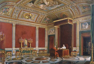 Pius IX in the Papal Audience Hall at the Quirinale by Italian School