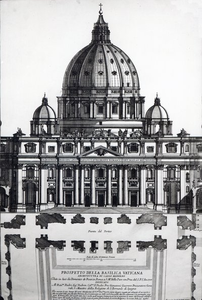 Plan of St. Peters, Rome, engraved by Alessandro Specchi by Italian School