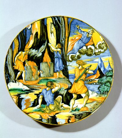 Plate depicting Cain slaying Abel, Rimini, mid 16th century by Italian School