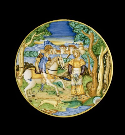 Plate with Picus and Circe by L or Lu.Ur. by Italian School