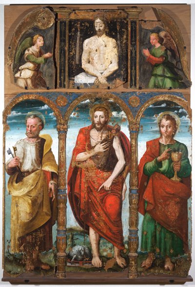 Polyptych of Saint John the Baptist with Saint Peter and Saint John the Evangelist, first half of the 16th century by Italian School