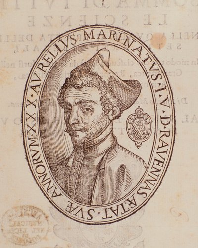 Portrait of Aurelio Marinati (page from Somma di tutte le scienze) by Italian School