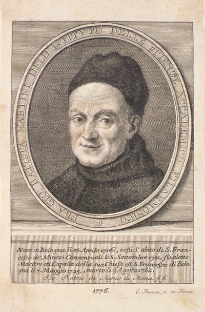 Portrait of Padre Giovanni Battista Martini engraved by Faucci by Italian School