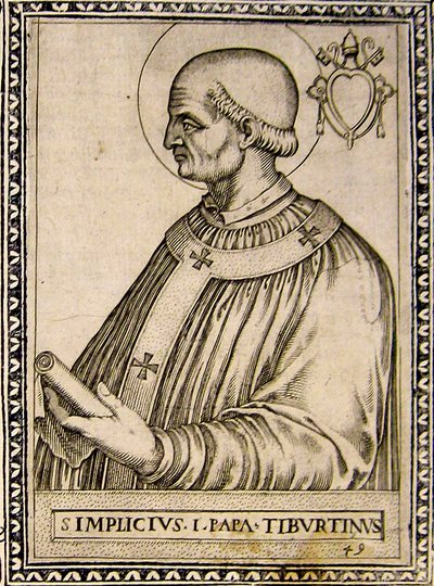 Portrait of Pope Simplicius, c.1760 (engraving) by Italian School