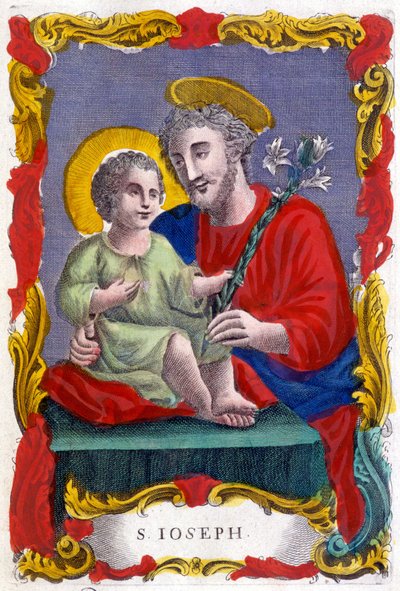 Portrait of Saint Joseph and the Child Jesus, pious image, Italy by Italian School